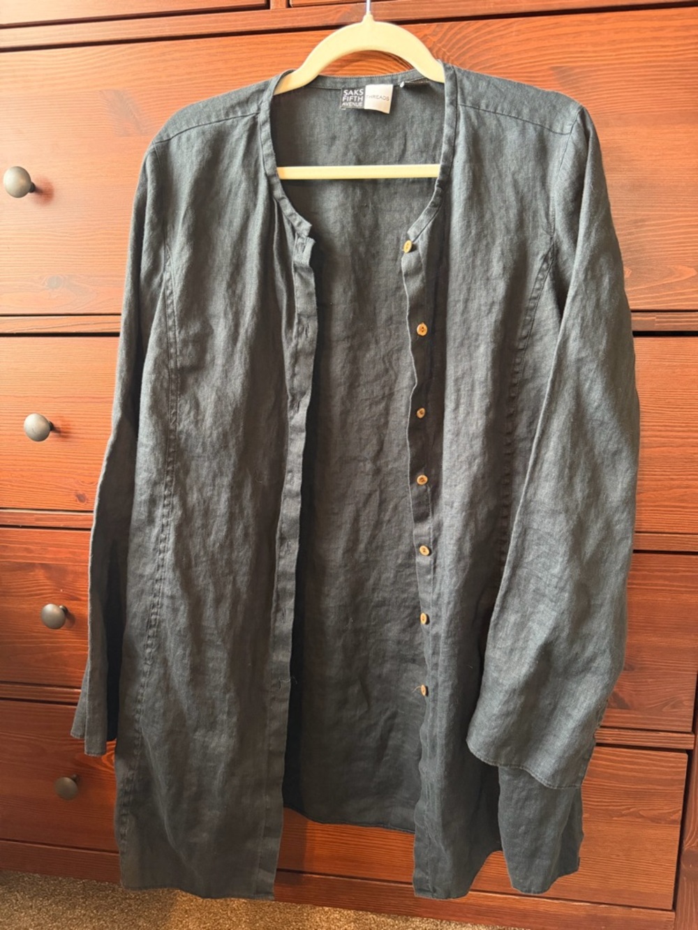 Saks Fifth Avenue 100% Linen Long Tunic Duster